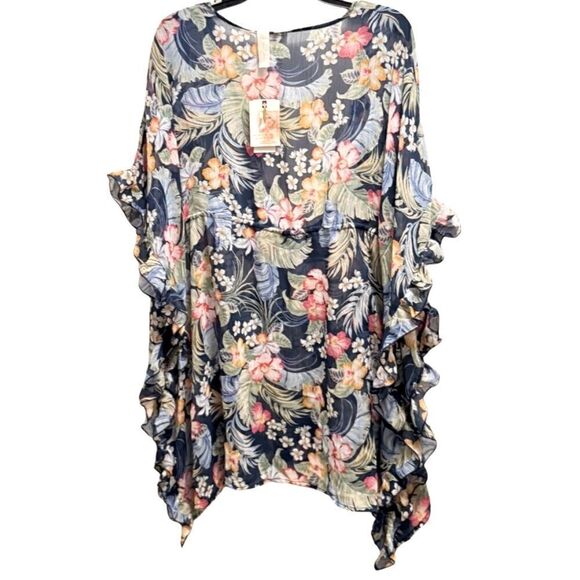 Jessica Simpson Women's Stranded in Paradise  Ruffled Cover-up Dress Swimsuit - Picture 4 of 10